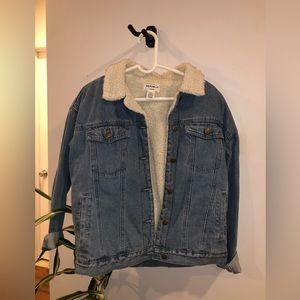 For The Republic sherpa jean jacket, size medium, oversized fit
